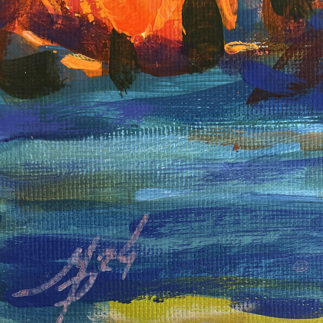 Acrylic painting Haystacks near the autumn forest Mykhailo Patskan - 9