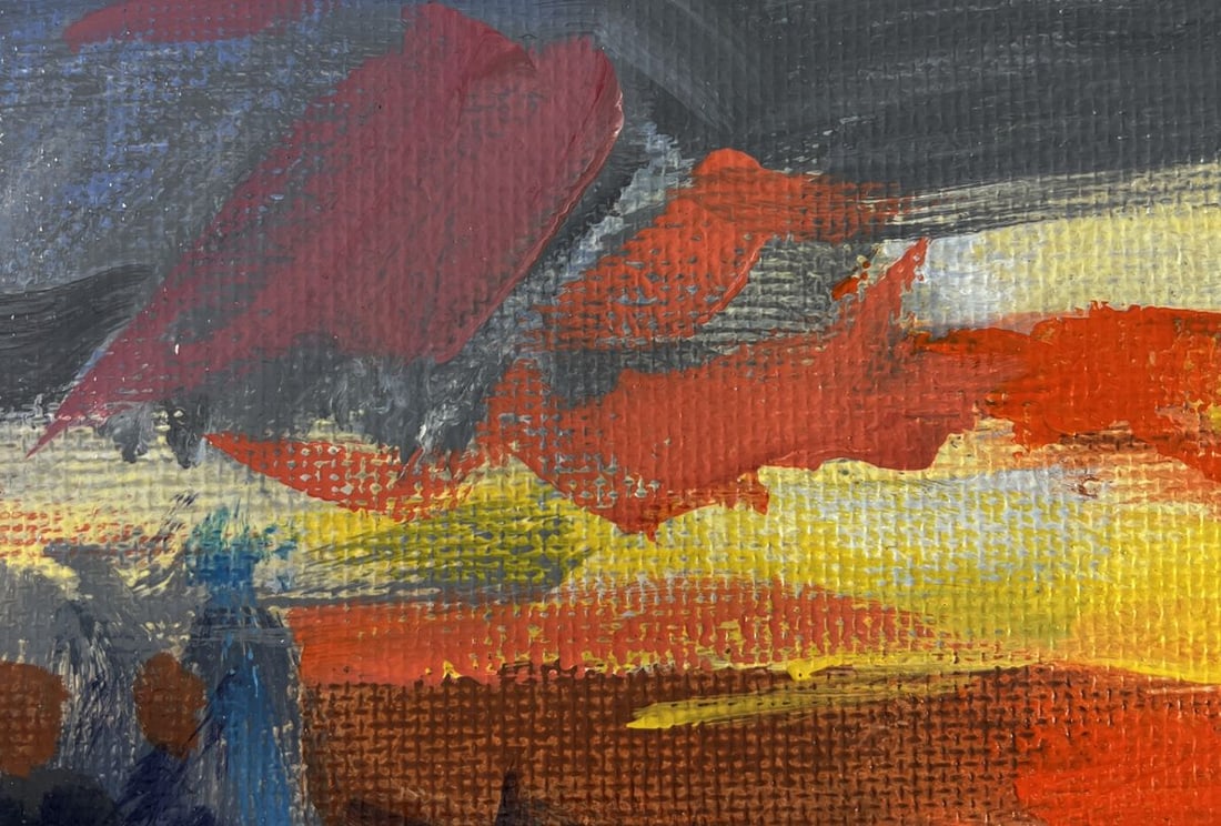 Acrylic painting Crimson winter evening Mykhailo Patskan - 5