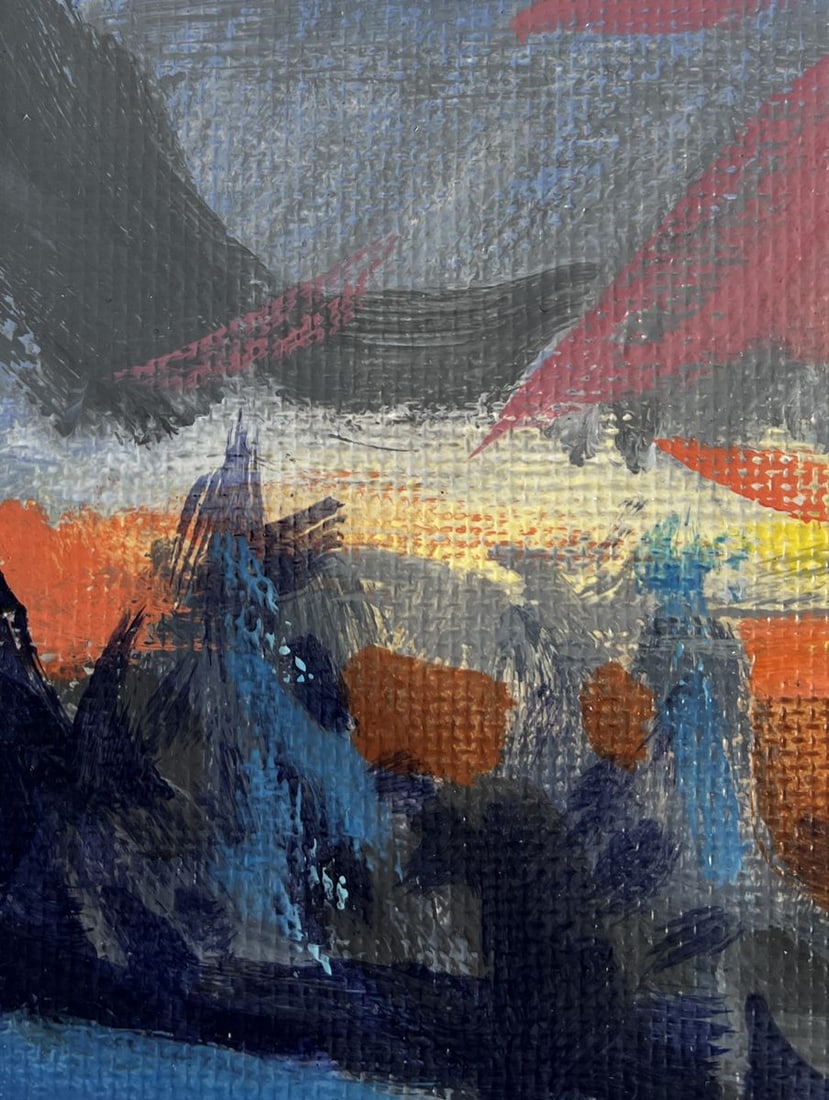 Acrylic painting Crimson winter evening Mykhailo Patskan - 6
