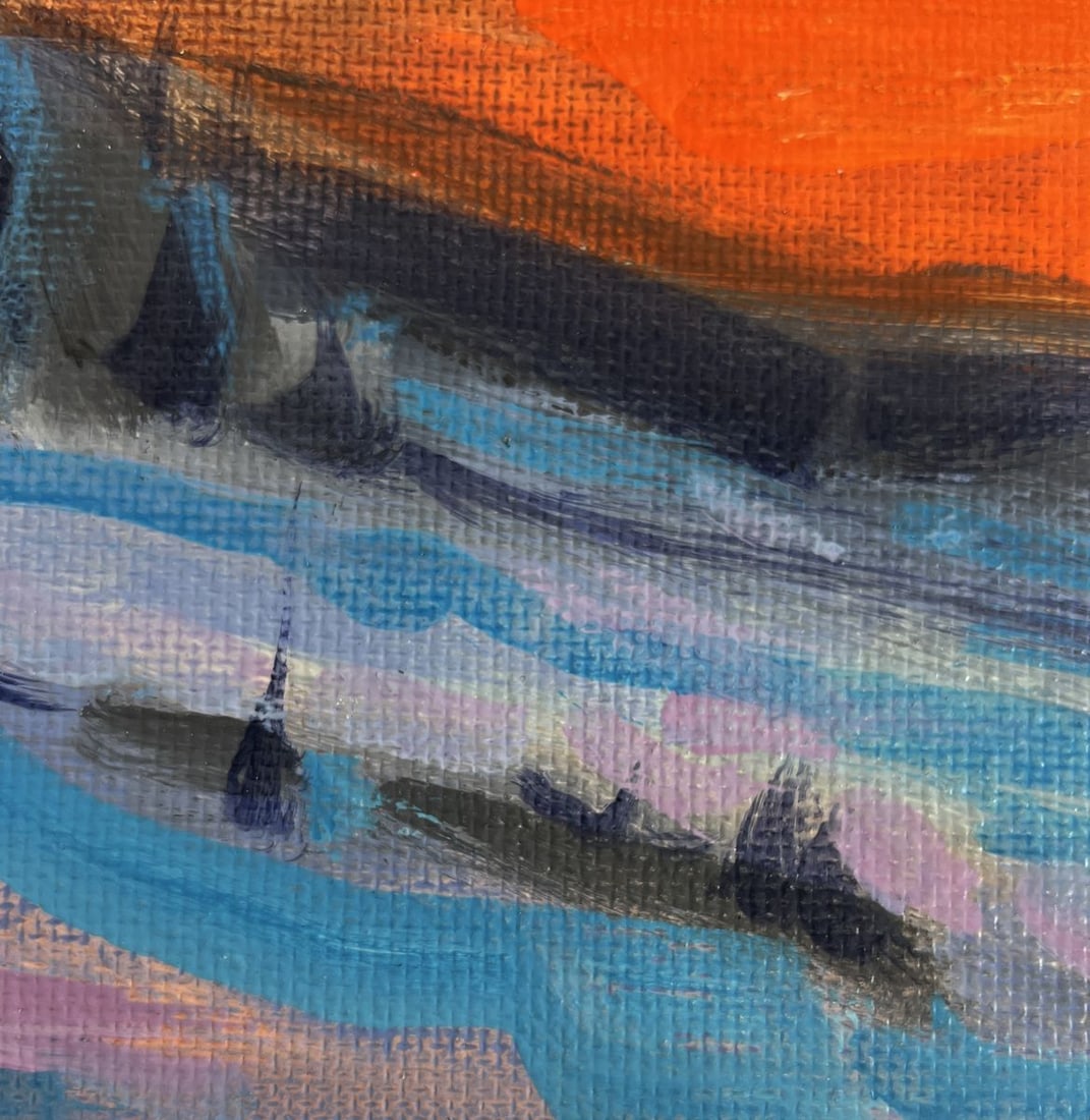 Acrylic painting Crimson winter evening Mykhailo Patskan - 7