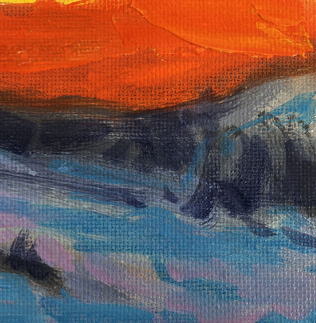 Acrylic painting Crimson winter evening Mykhailo Patskan - 8