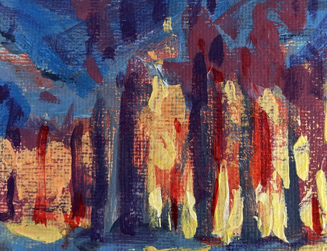 Acrylic painting Rays of sun in the winter forest Mykhailo Patskan - 5