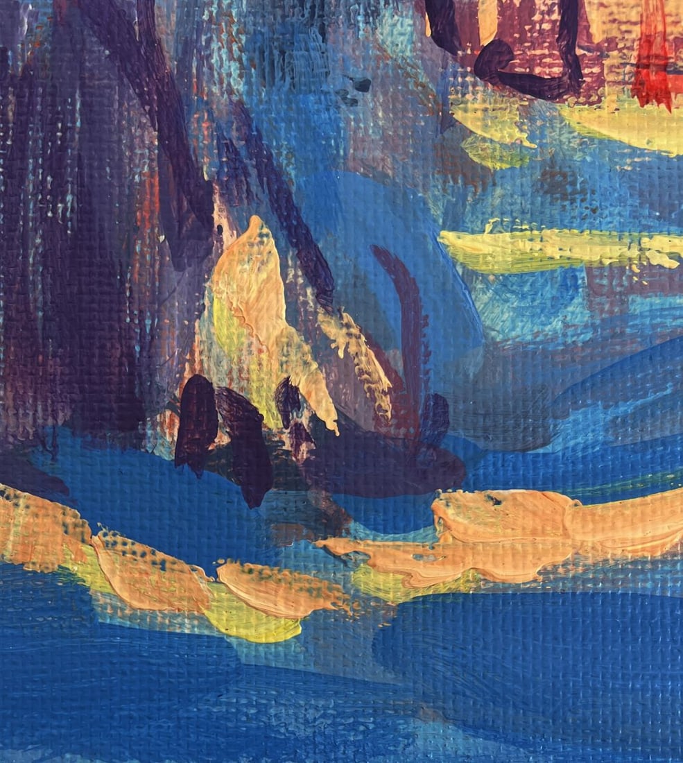 Acrylic painting Rays of sun in the winter forest Mykhailo Patskan - 7