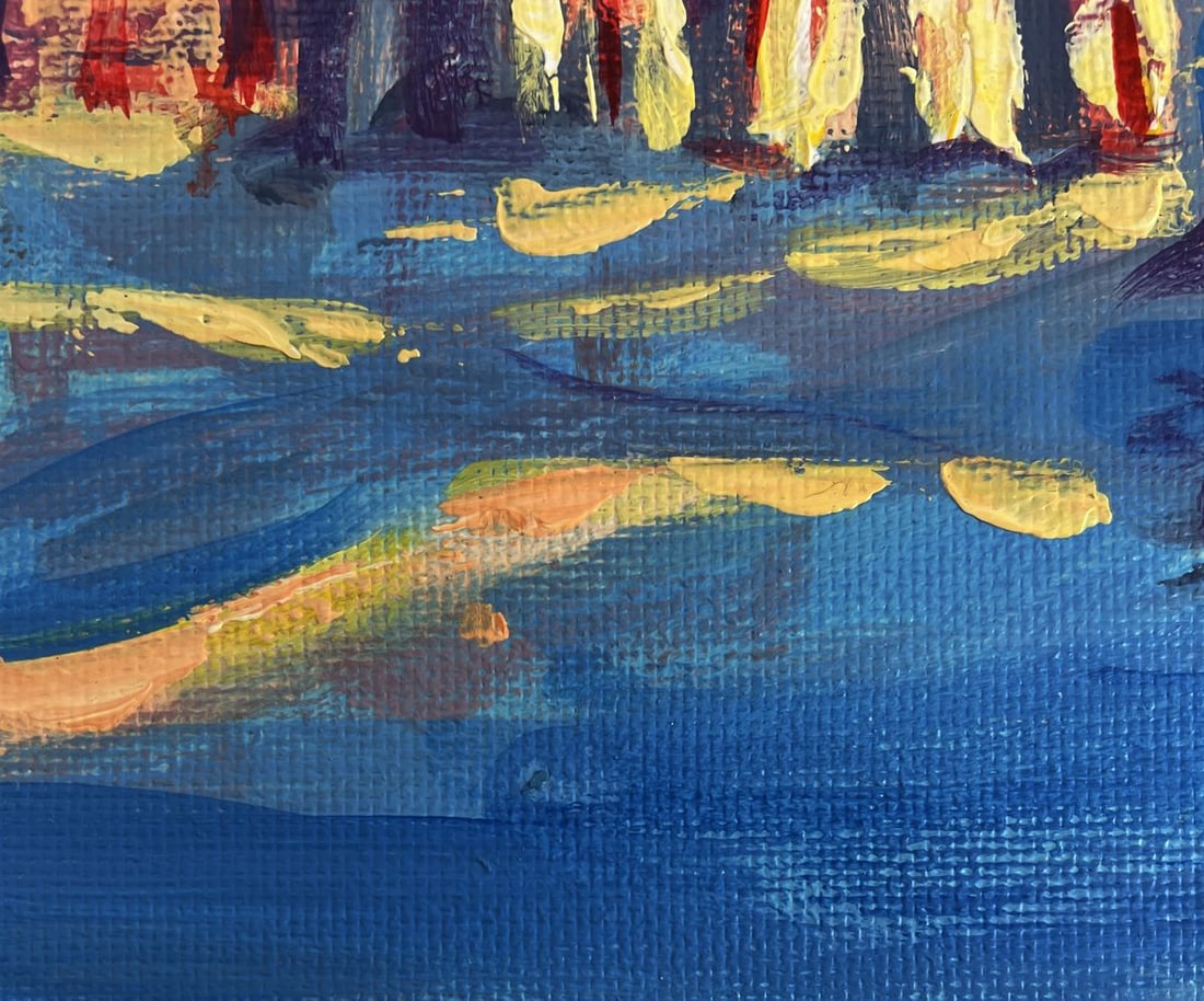 Acrylic painting Rays of sun in the winter forest Mykhailo Patskan - 8