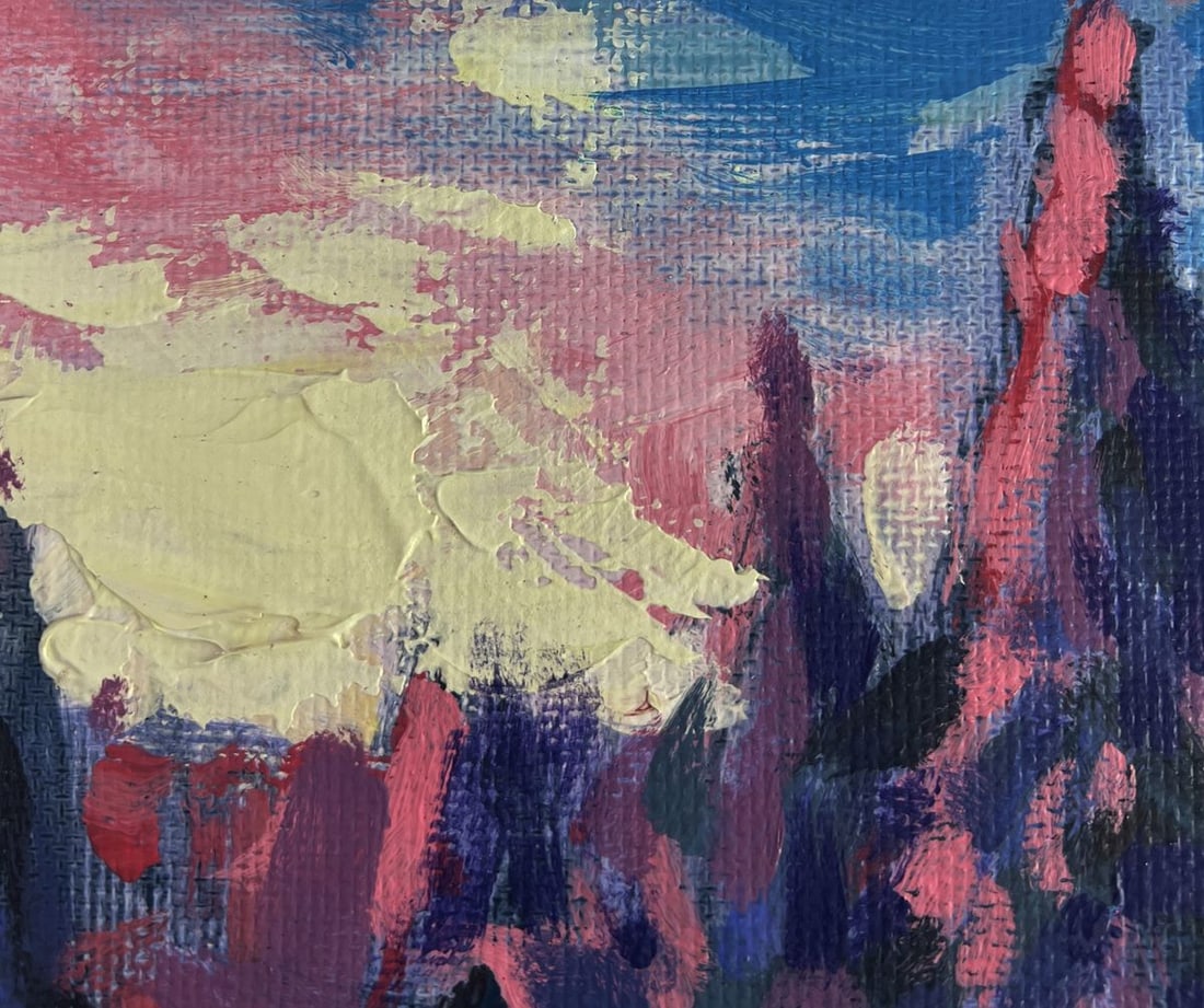 Acrylic painting Pink winter sunset Mykhailo Patskan - 5