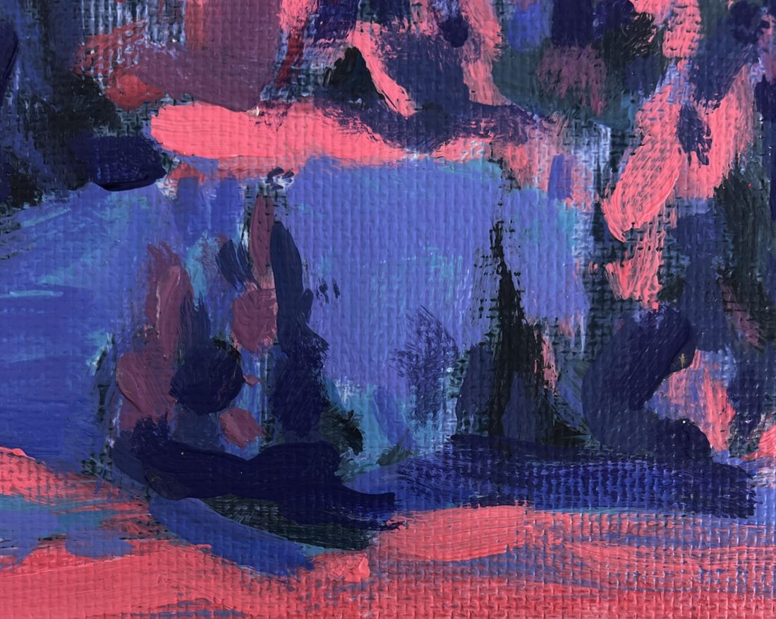 Acrylic painting Pink winter sunset Mykhailo Patskan - 8