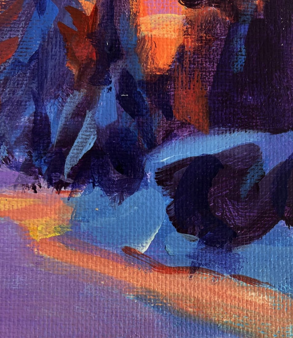 Acrylic painting Orange twilight in the forest Mykhailo Patskan - 8