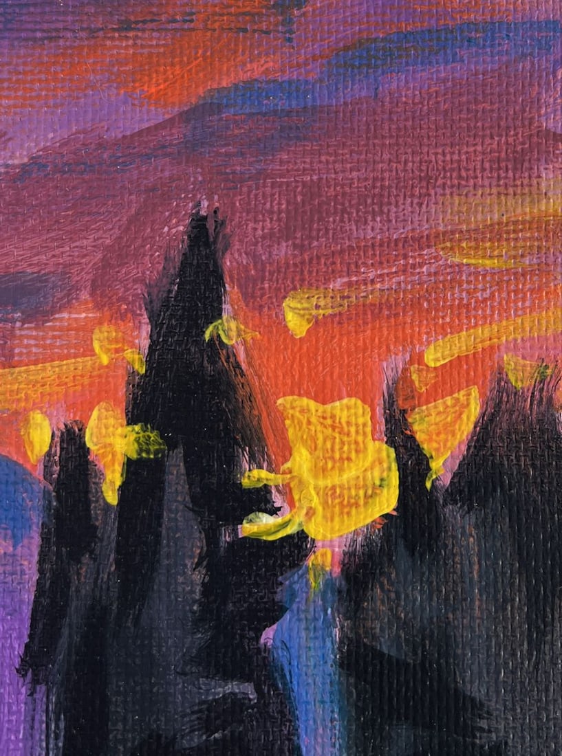 Acrylic painting A young moon behind the clouds Mykhailo Patskan - 4