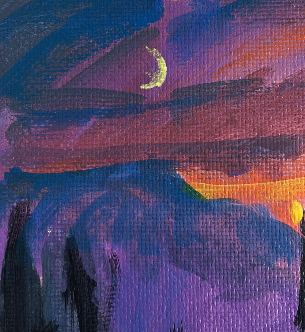 Acrylic painting A young moon behind the clouds Mykhailo Patskan - 5