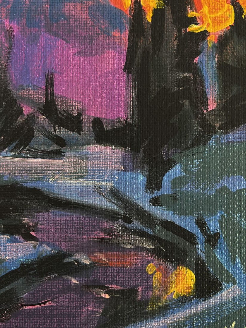 Acrylic painting A young moon behind the clouds Mykhailo Patskan - 6
