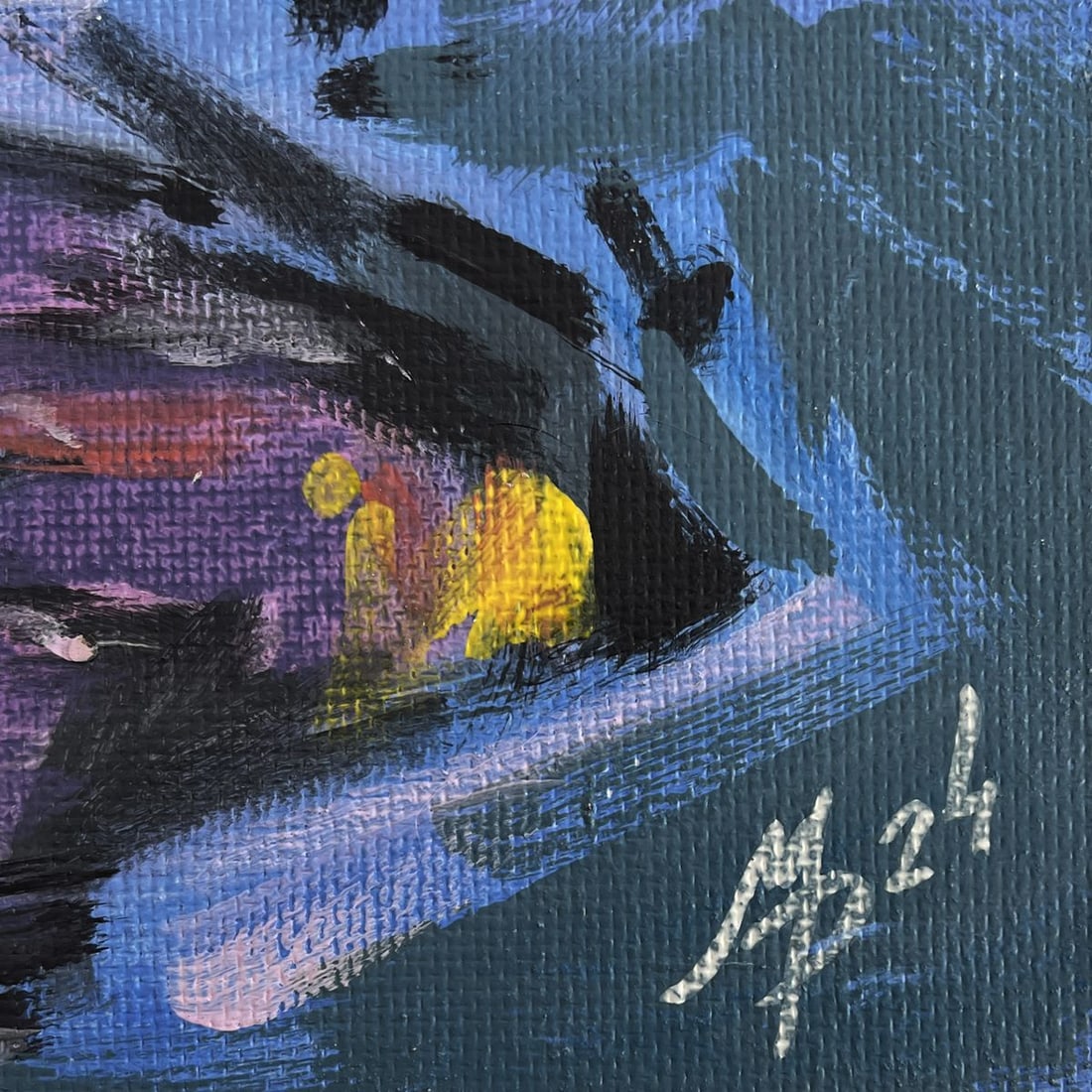 Acrylic painting A young moon behind the clouds Mykhailo Patskan - 8