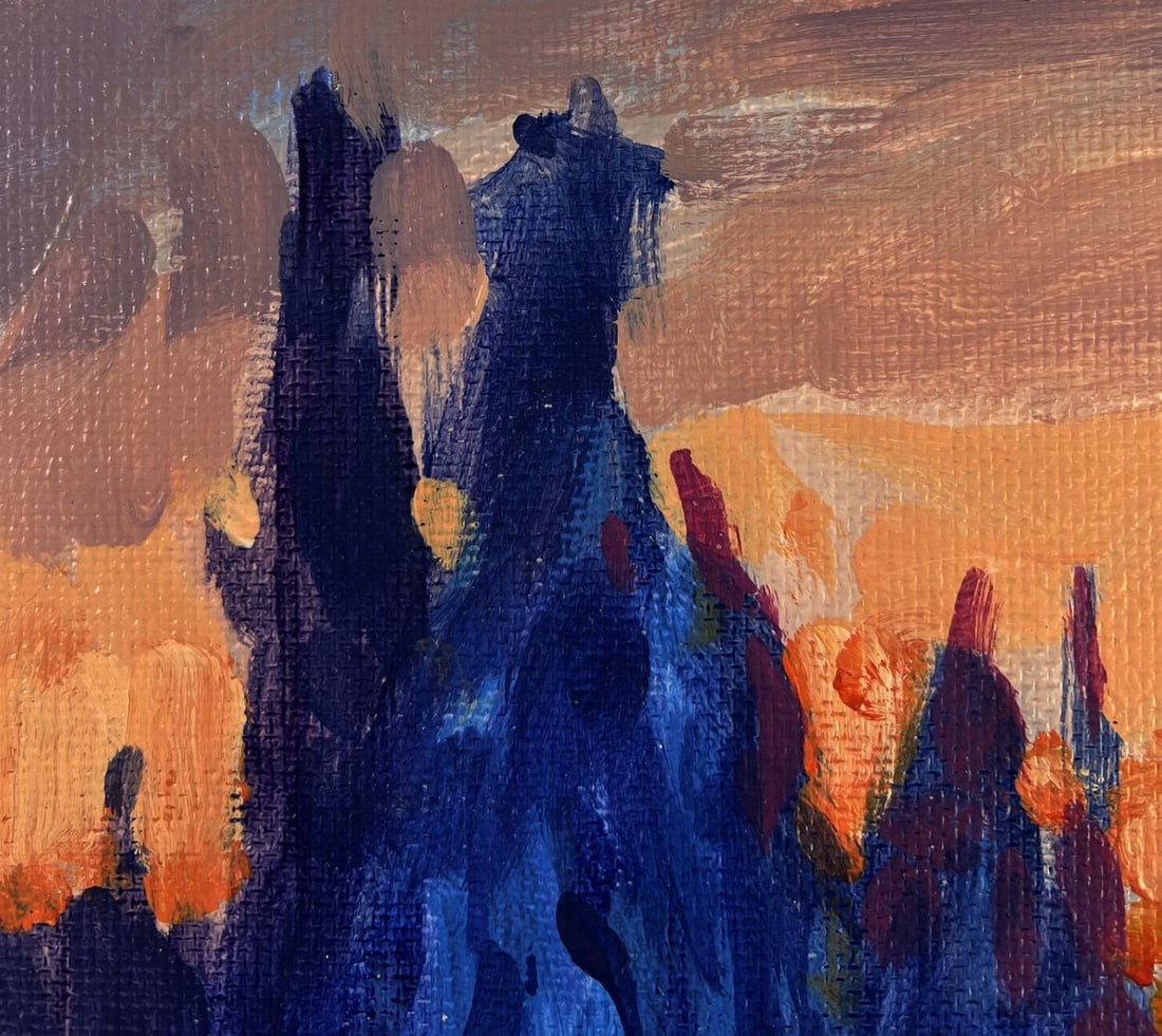 Acrylic painting Sunset behind the forest Mykhailo Patskan - 5