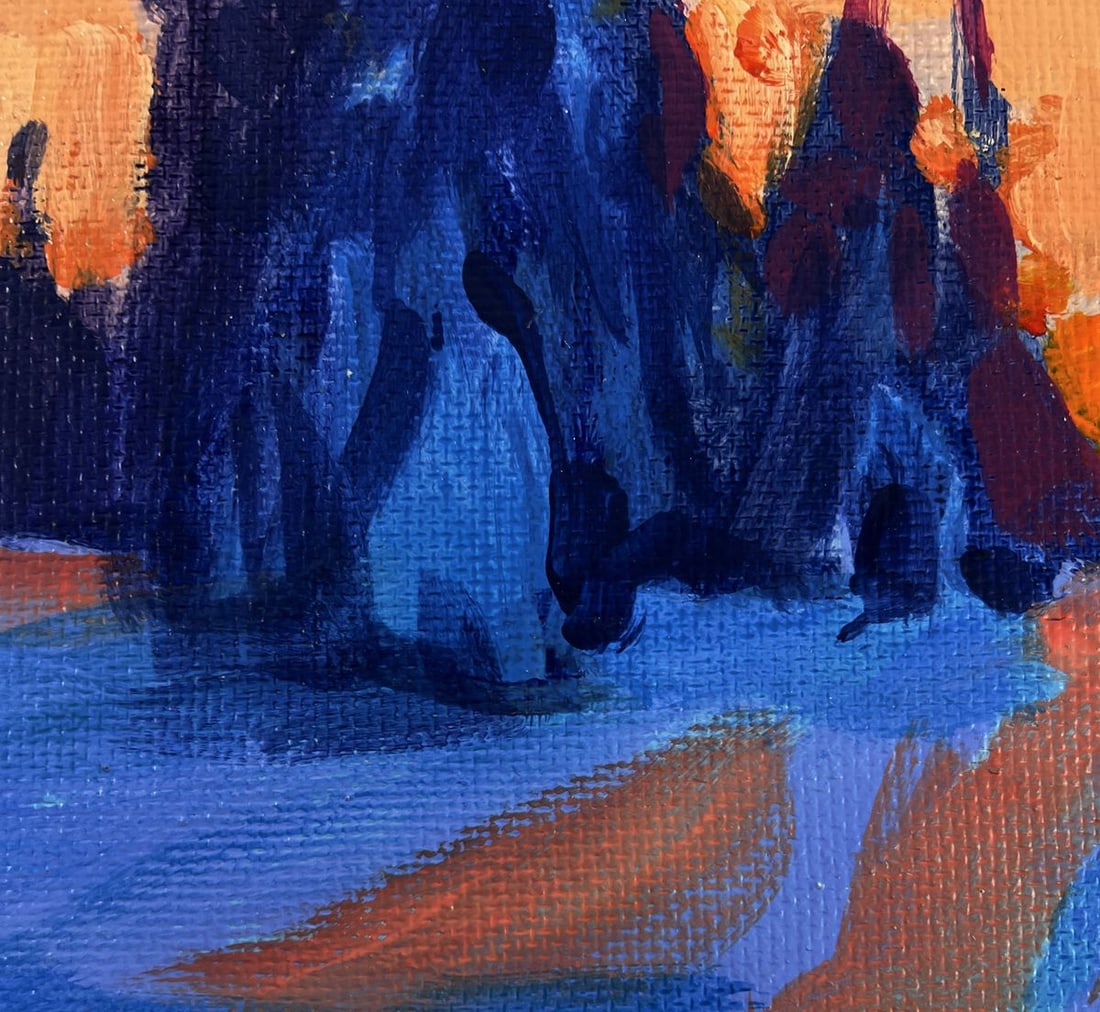 Acrylic painting Sunset behind the forest Mykhailo Patskan - 7