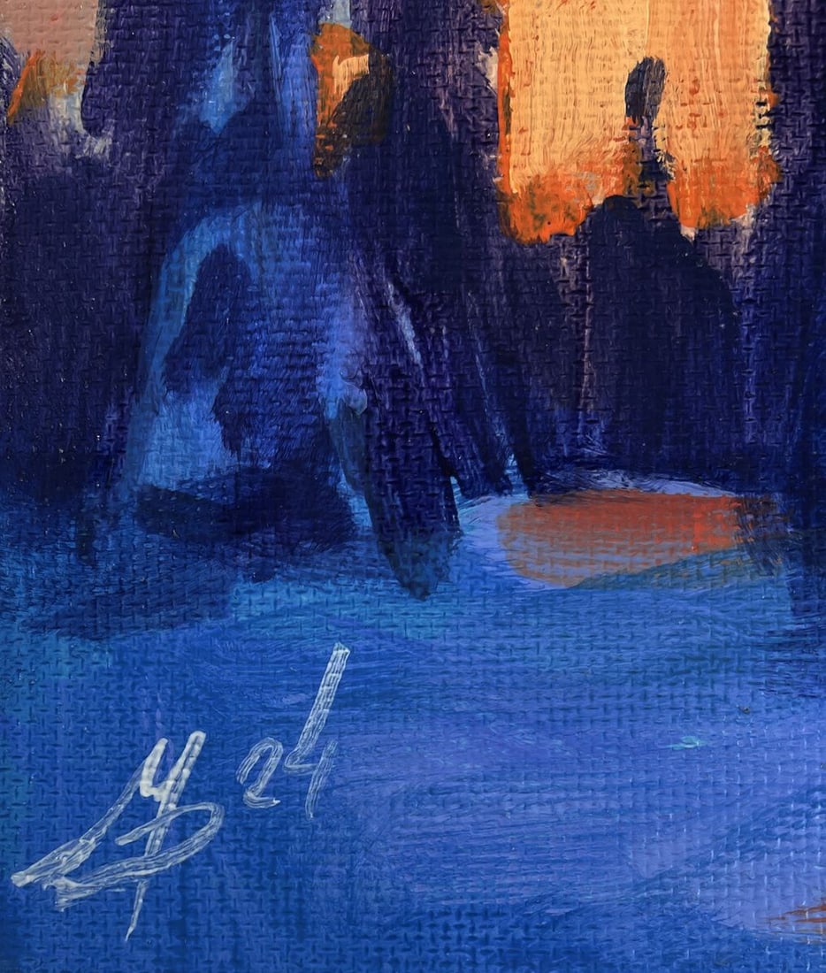 Acrylic painting Sunset behind the forest Mykhailo Patskan - 9