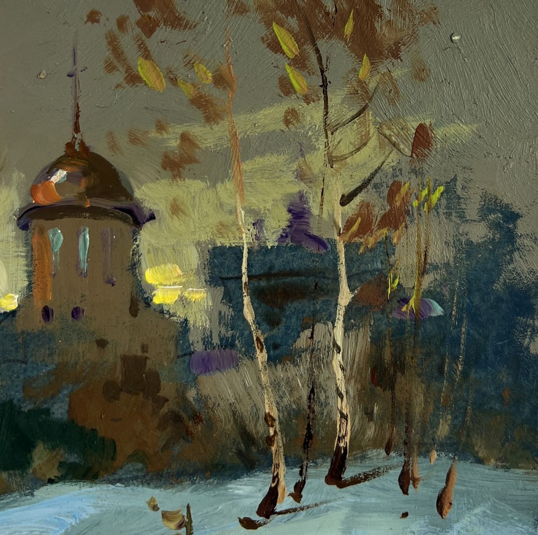Oil painting Sunset behind the village Yuriy Suprunchuk - 4