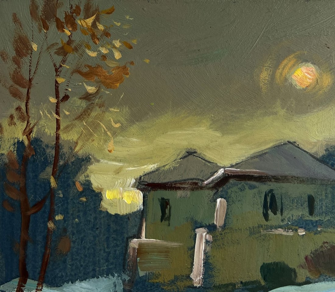Oil painting Sunset behind the village Yuriy Suprunchuk - 5