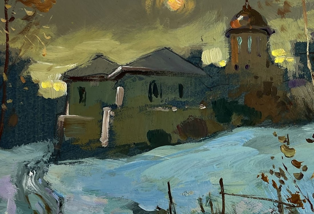 Oil painting Sunset behind the village Yuriy Suprunchuk - 8