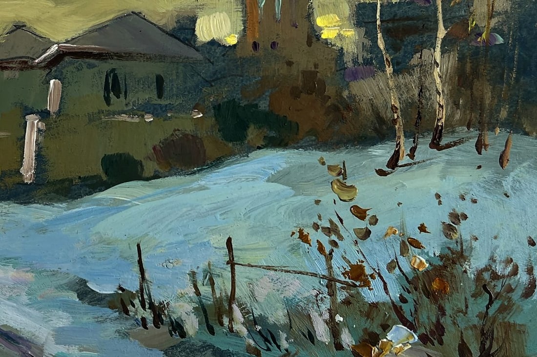 Oil painting Sunset behind the village Yuriy Suprunchuk - 9