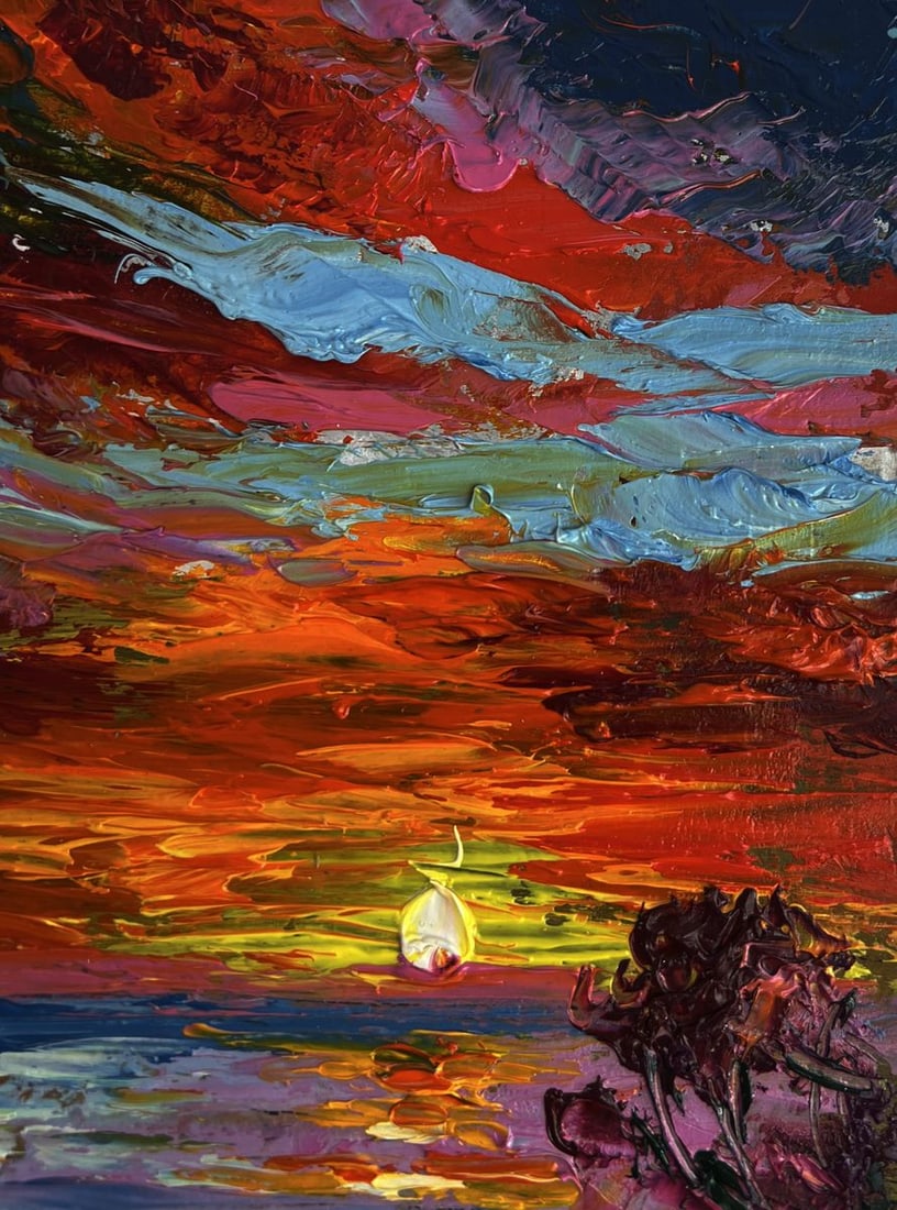 Oil painting Sunset on the sea horizon Olga Ponomaryova - 4