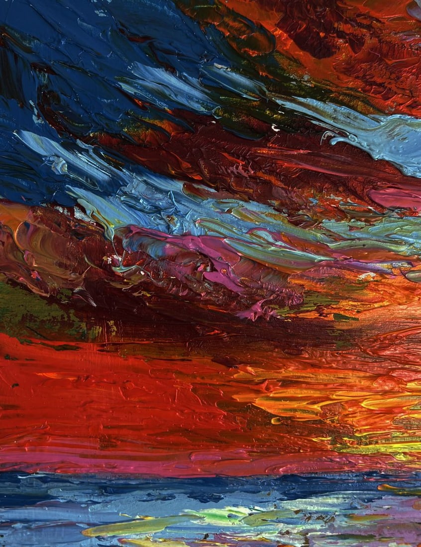 Oil painting Sunset on the sea horizon Olga Ponomaryova - 5
