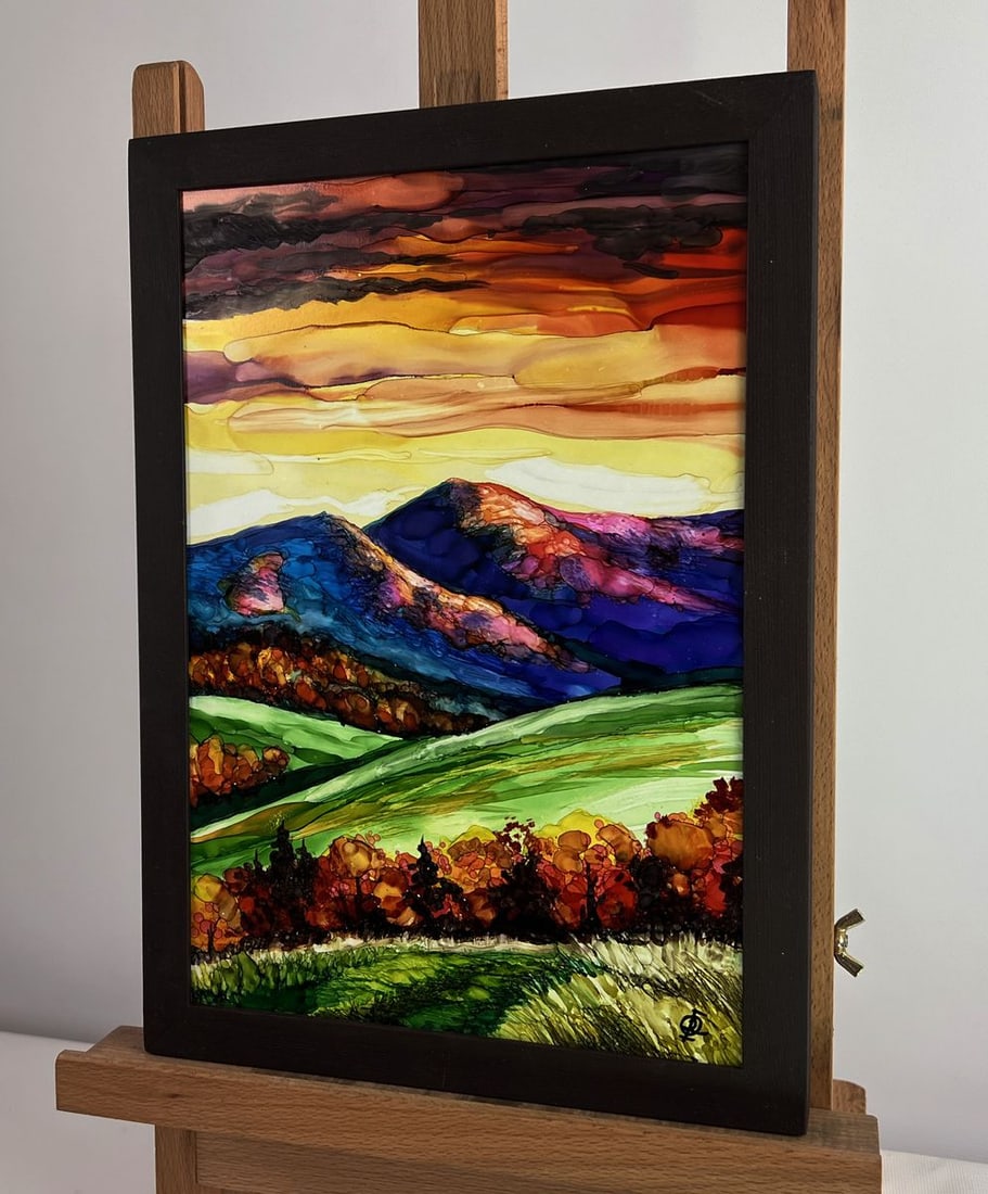 Ink painting Autumn Mountain Colors Olga Ponomaryova - 2