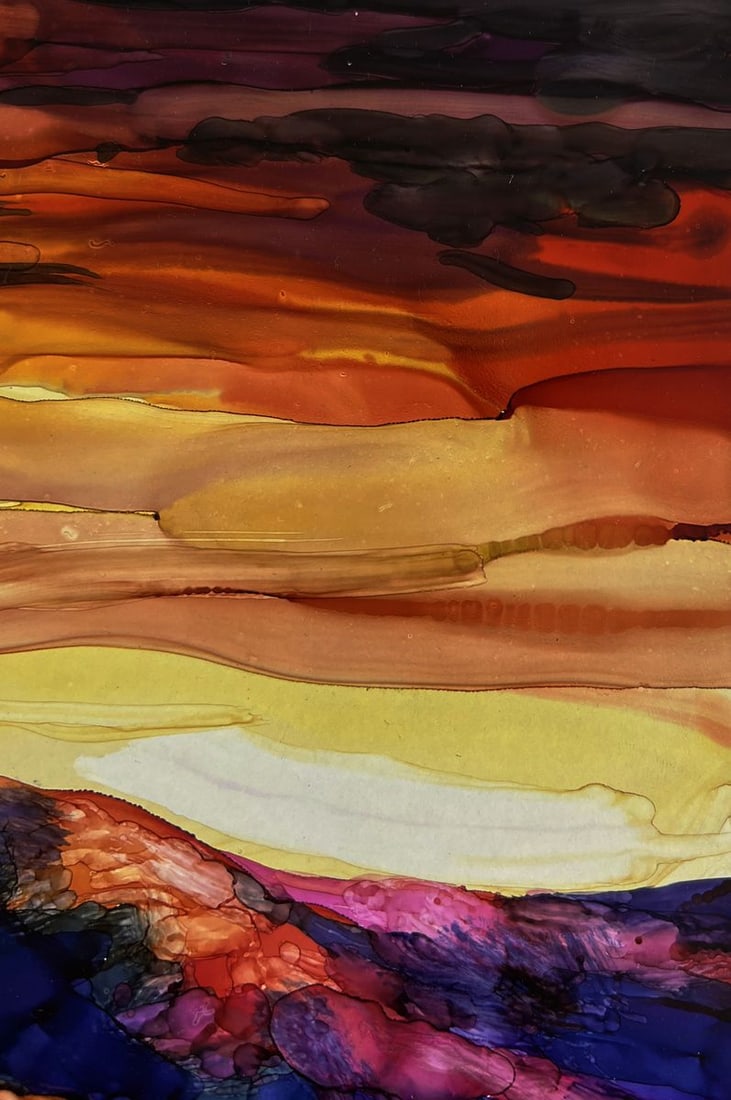 Ink painting Autumn Mountain Colors Olga Ponomaryova - 4