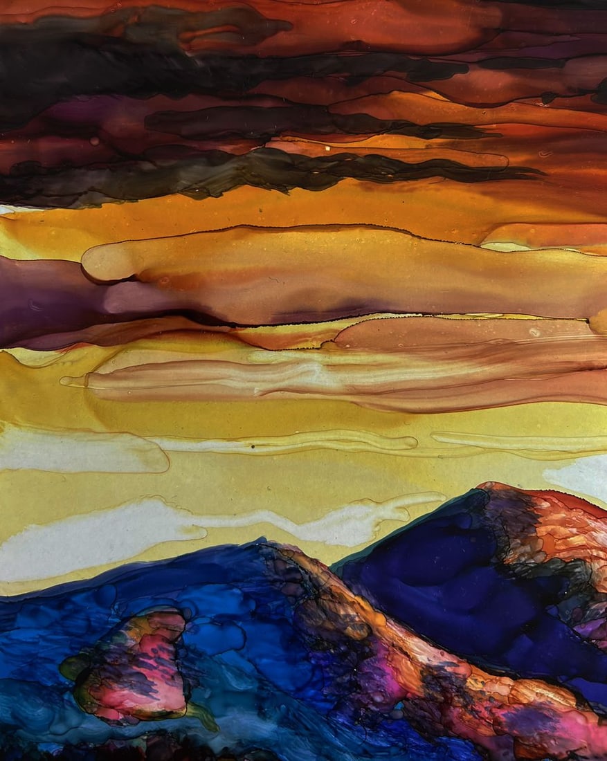 Ink painting Autumn Mountain Colors Olga Ponomaryova - 5