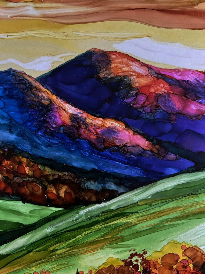 Ink painting Autumn Mountain Colors Olga Ponomaryova - 6