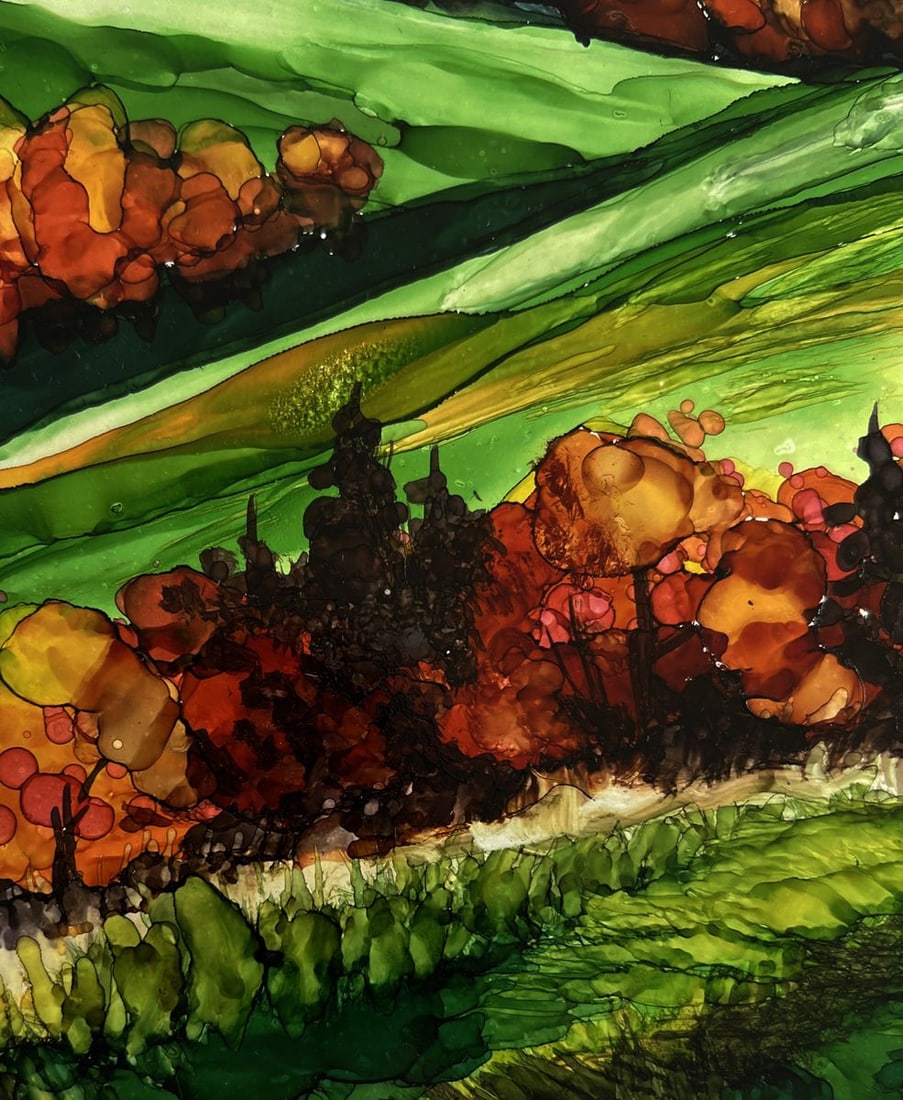 Ink painting Autumn Mountain Colors Olga Ponomaryova - 7