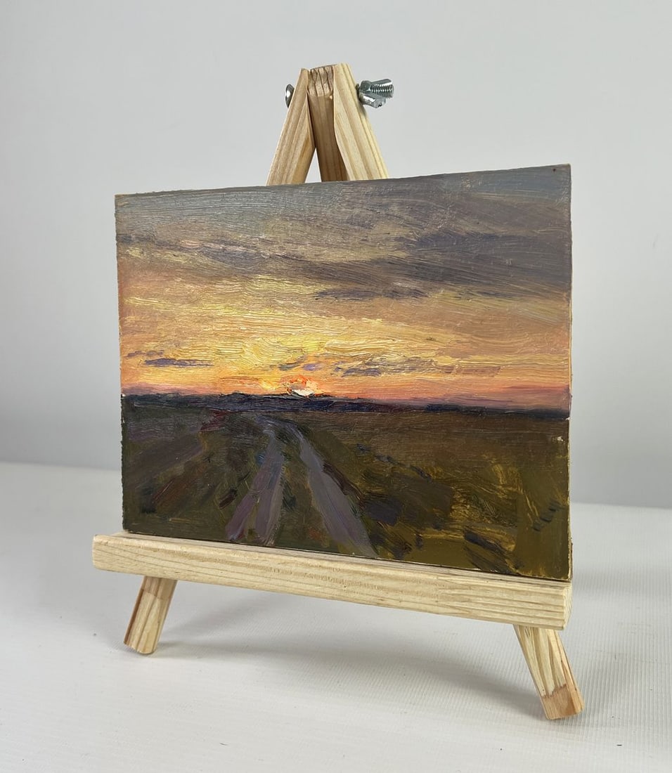 Oil painting Long road at sunset Sergey Polyakov - 2