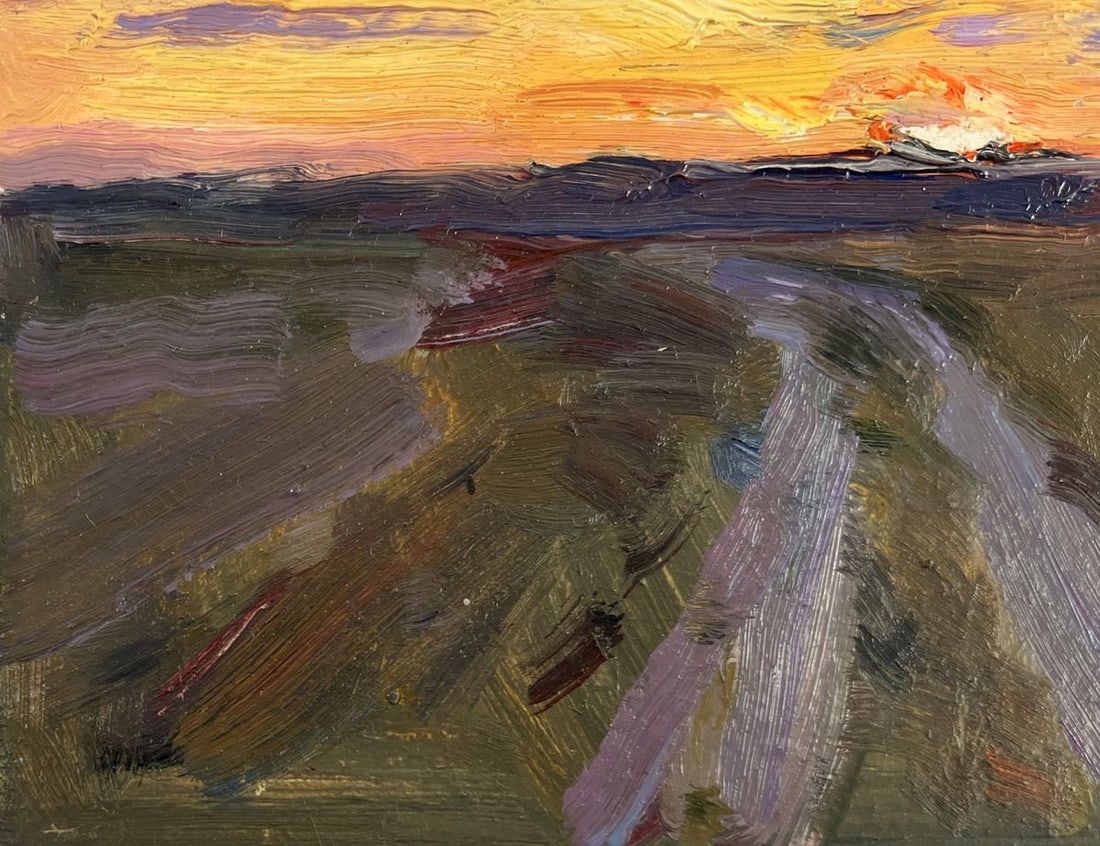 Oil painting Long road at sunset Sergey Polyakov - 6