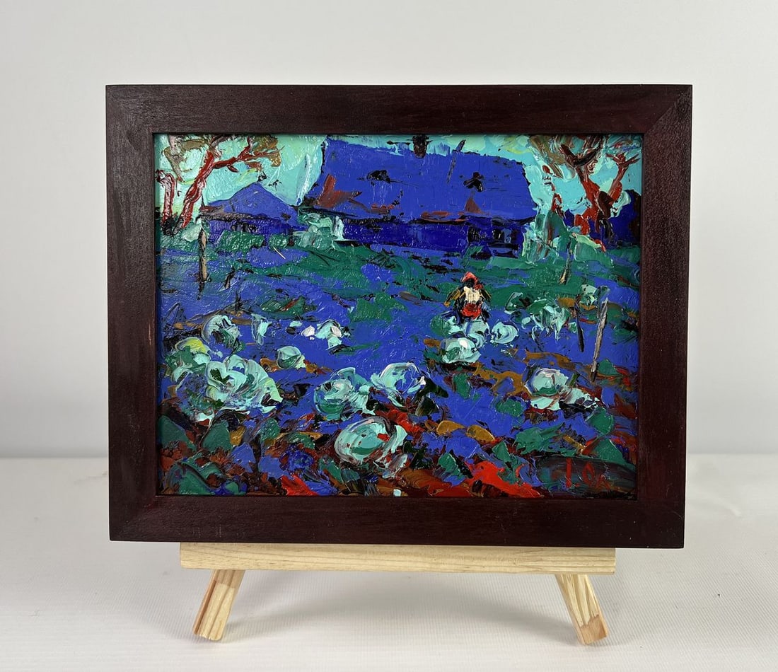 Oil painting The garden smells of summer Alex Kalenyuk: Title: Oil painting The garden smells of summer Alex Kalenyuk Description: No.AAA5060The oil painting on Cardboard titled "The Garden Smells of Summer" captures a vibrant and emotionally charged momen