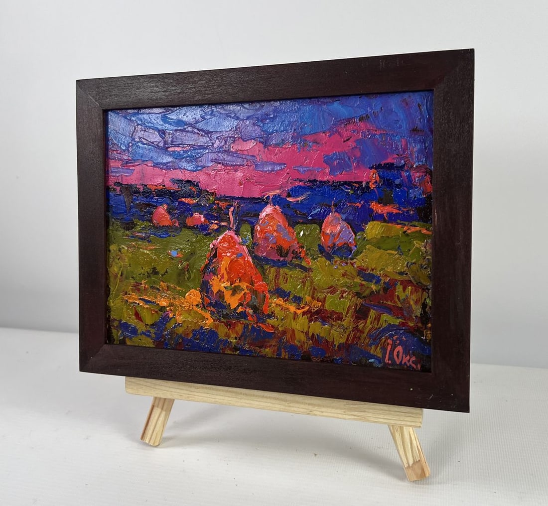 Oil painting Evening silence in the field Oksana Kalenyuk - 2