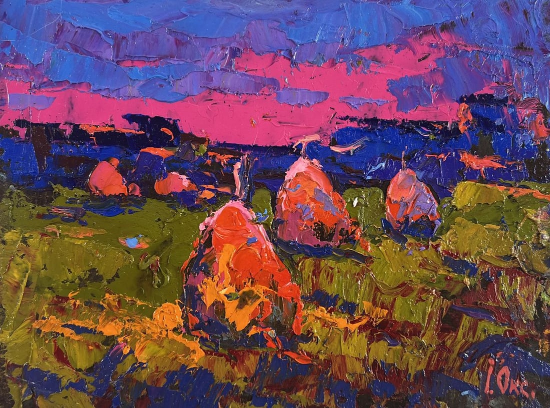 Oil painting Evening silence in the field Oksana Kalenyuk - 3