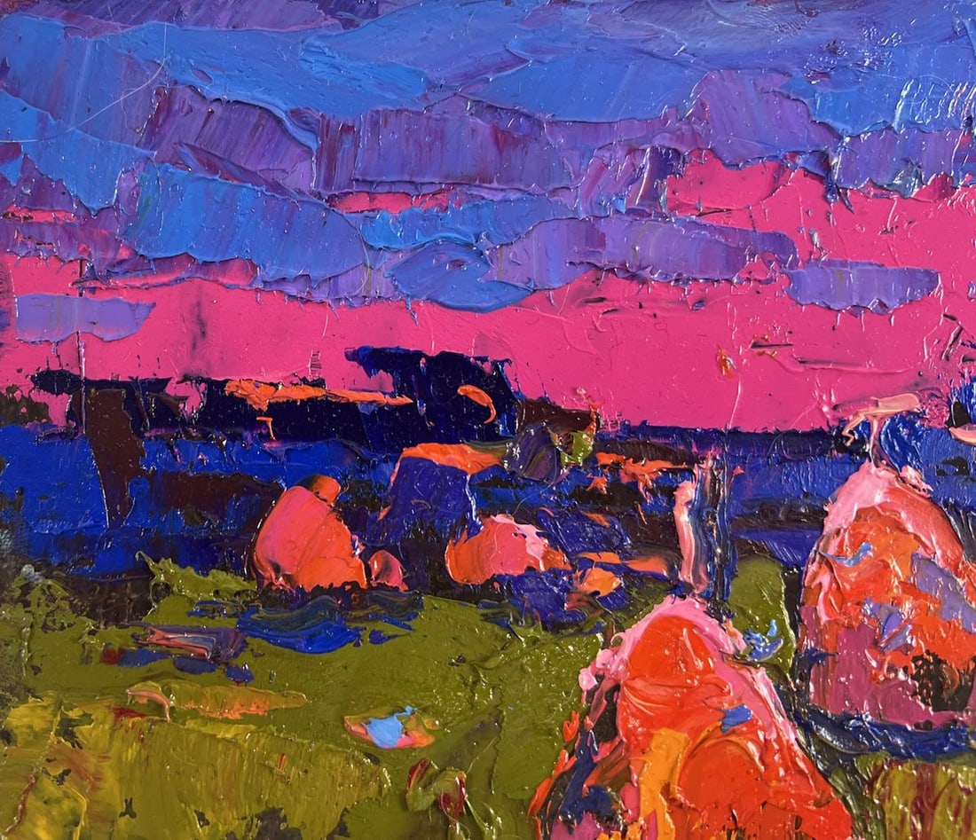 Oil painting Evening silence in the field Oksana Kalenyuk - 7