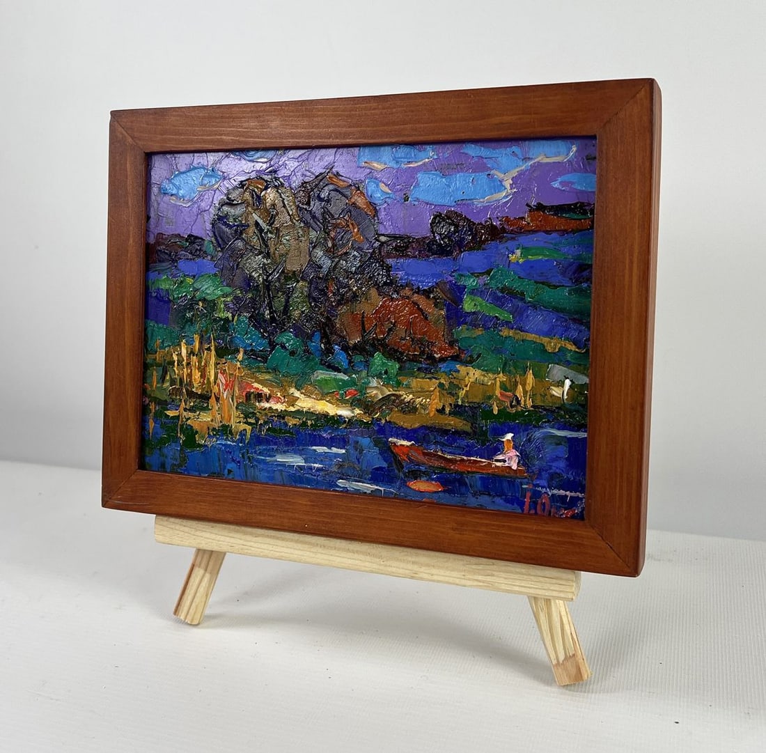 Oil painting In the evening by the river Alex Kalenyuk - 2