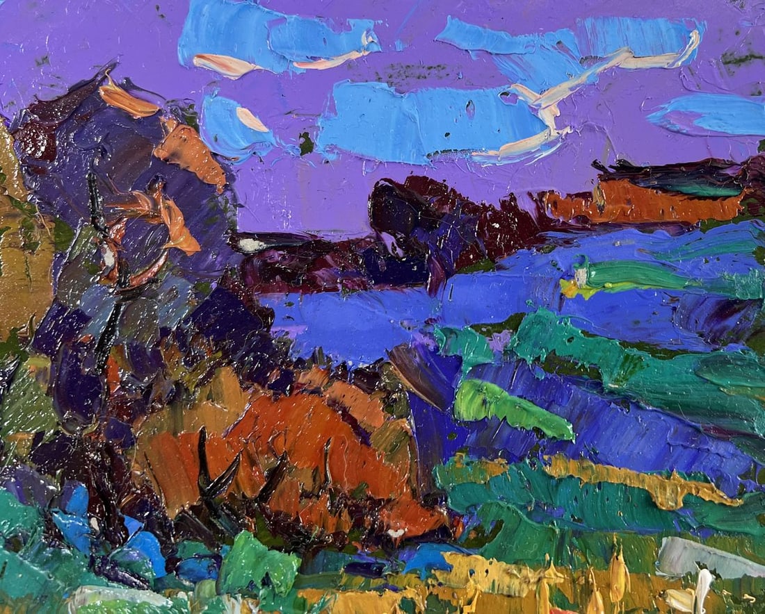 Oil painting In the evening by the river Alex Kalenyuk - 4