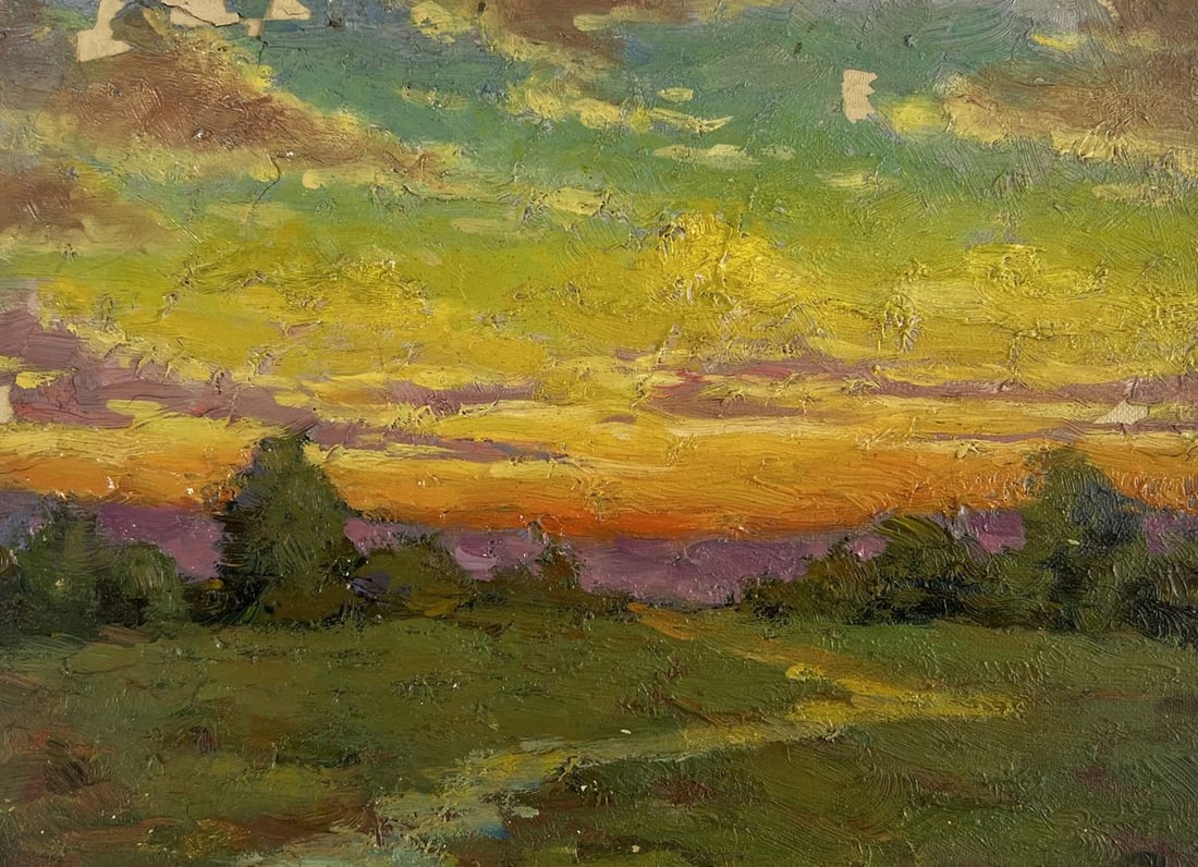Oil painting Shadows from the sun on the horizon Unknown artist - 3