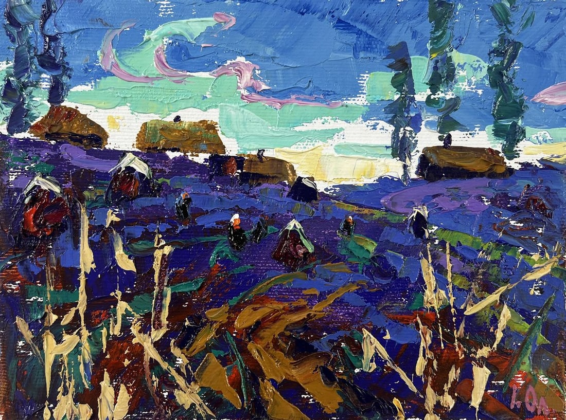 Oil painting Evening in the village Alex Kalenyuk - 3