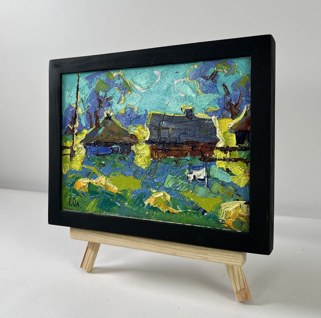 Oil painting Moonlit night in the village Alex Kalenyuk - 2