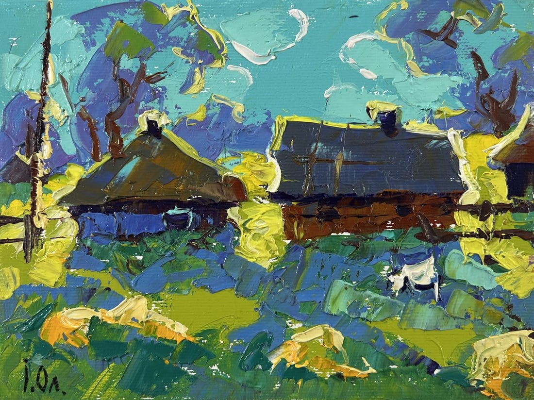Oil painting Moonlit night in the village Alex Kalenyuk - 3