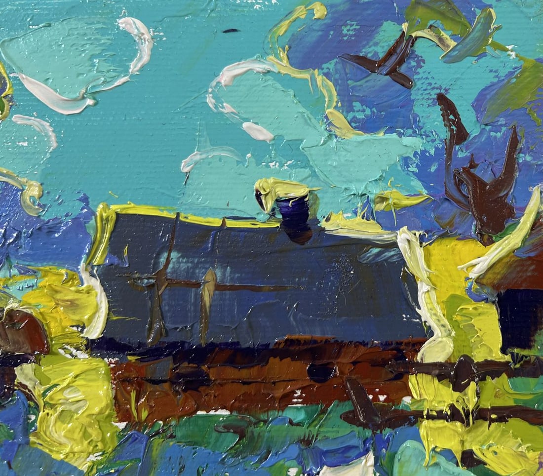 Oil painting Moonlit night in the village Alex Kalenyuk - 4