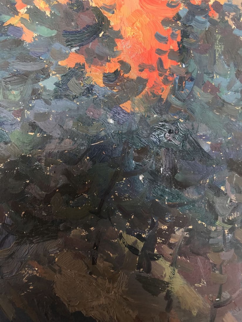 Oil painting Sunset behind the forest Peter Tovpev - 10