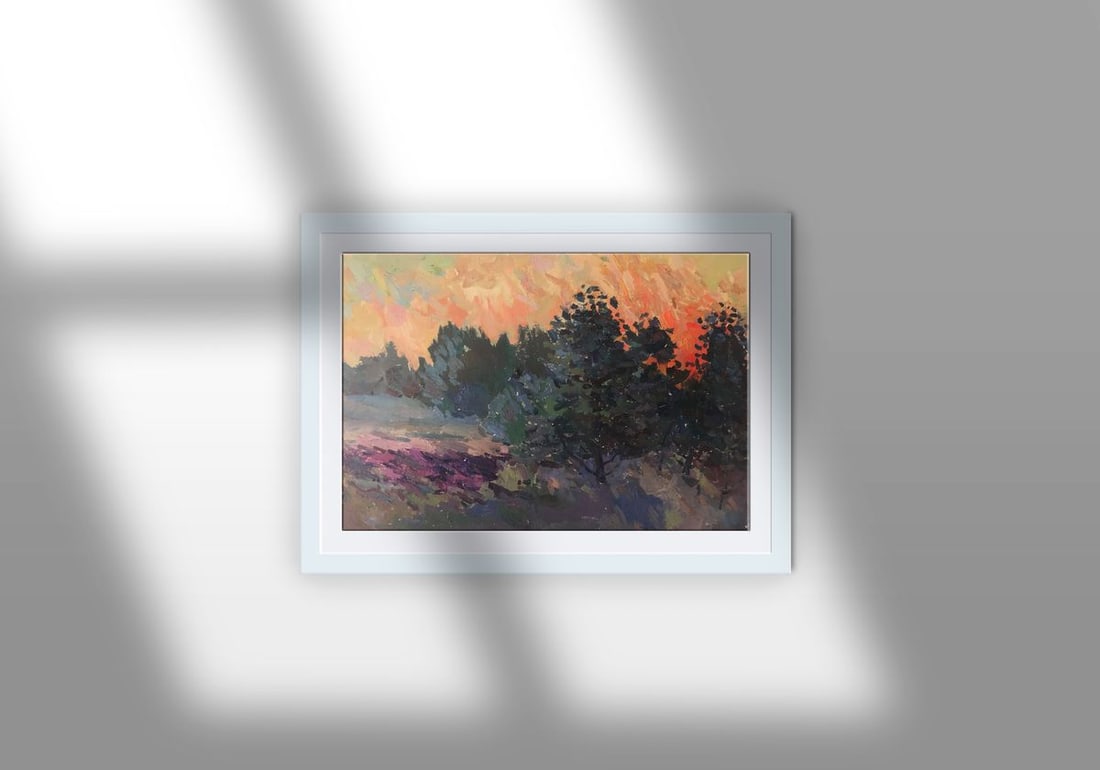 Oil painting Sunset behind the forest Peter Tovpev - 2