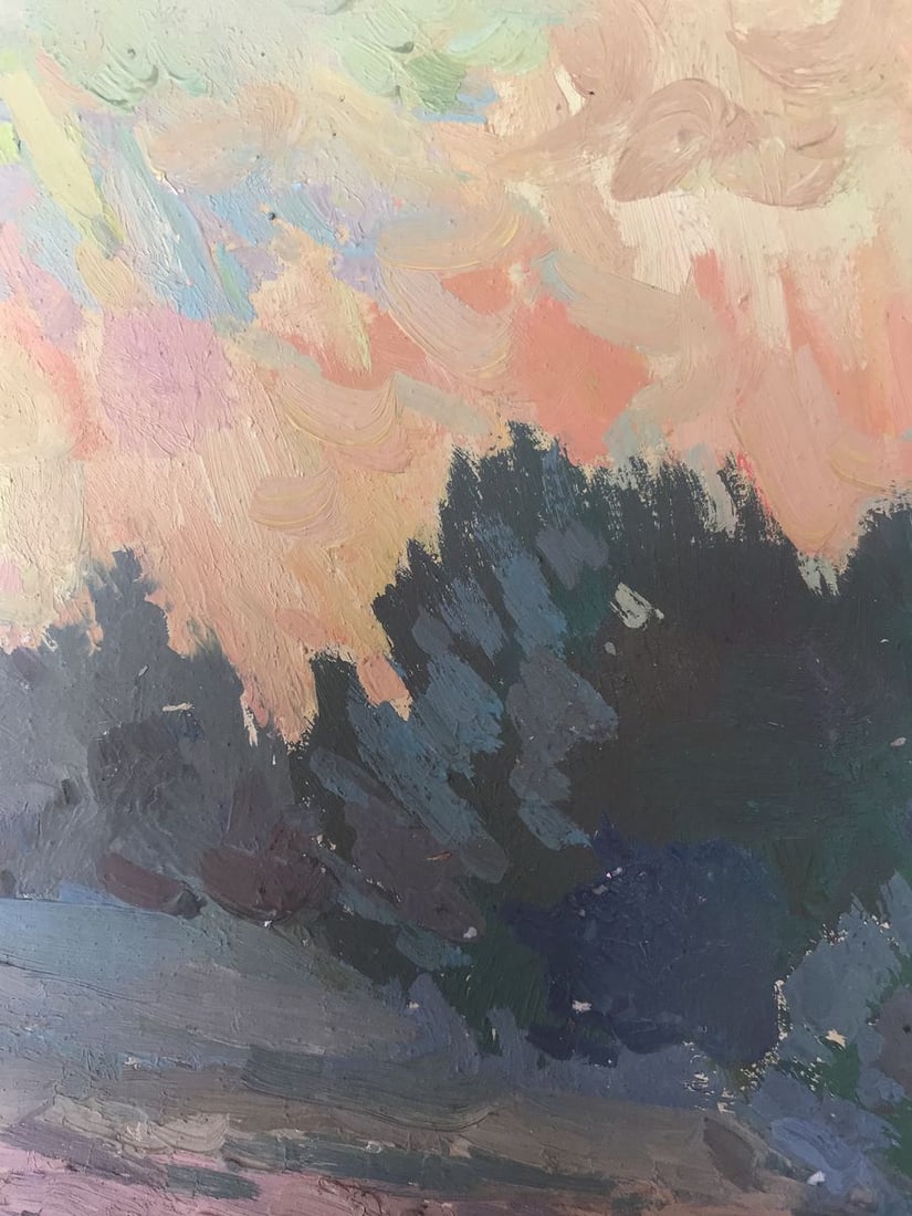 Oil painting Sunset behind the forest Peter Tovpev - 4