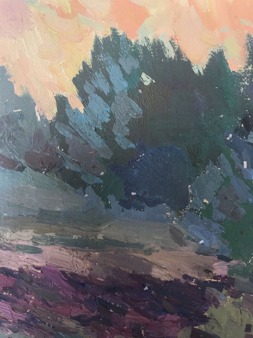 Oil painting Sunset behind the forest Peter Tovpev - 5