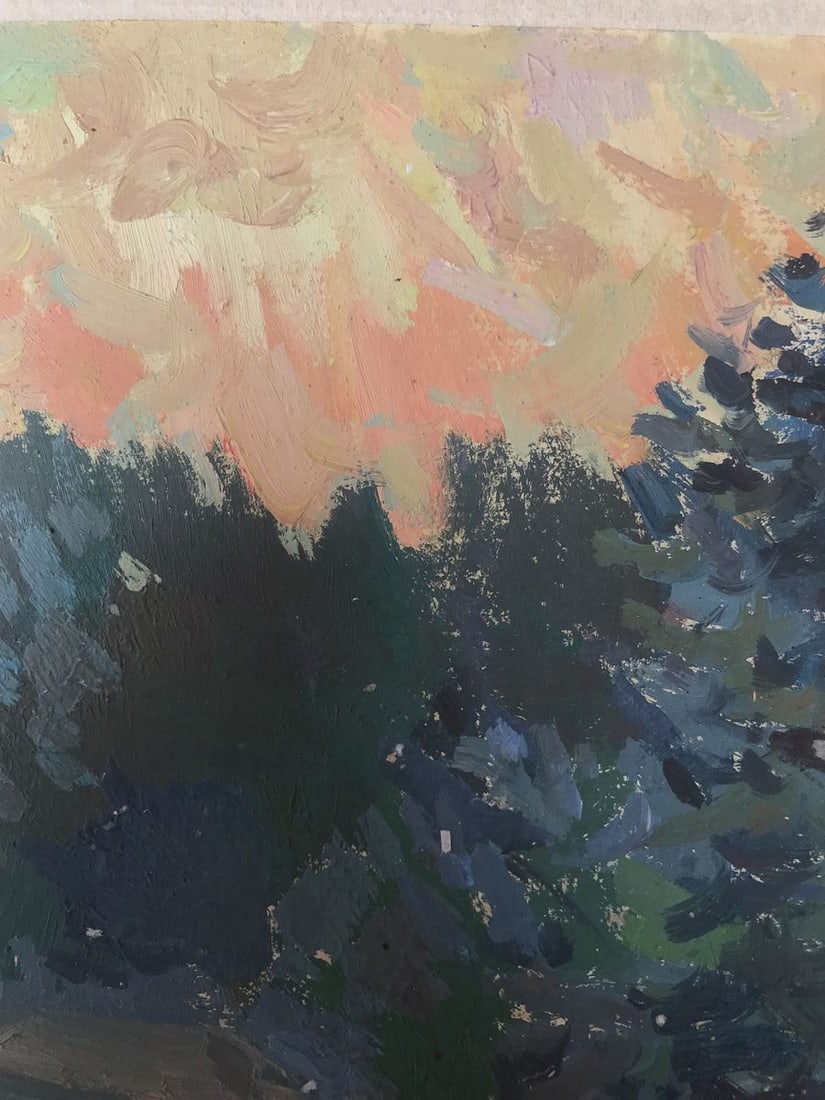 Oil painting Sunset behind the forest Peter Tovpev - 6