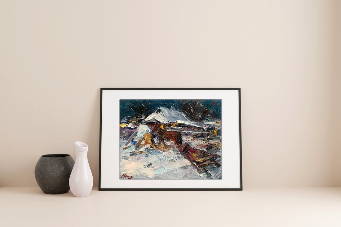 Oil painting Quiet winter evening Alexander Nikolaevich Cherednichenko - 3