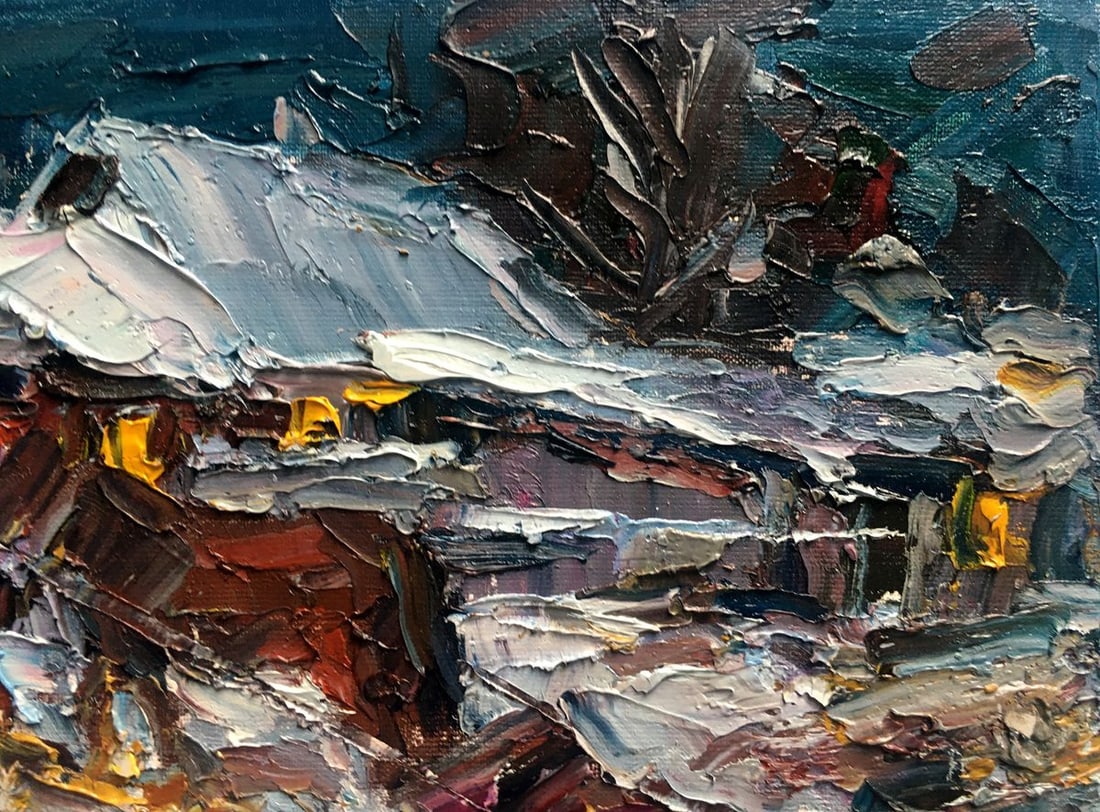 Oil painting Quiet winter evening Alexander Nikolaevich Cherednichenko - 4
