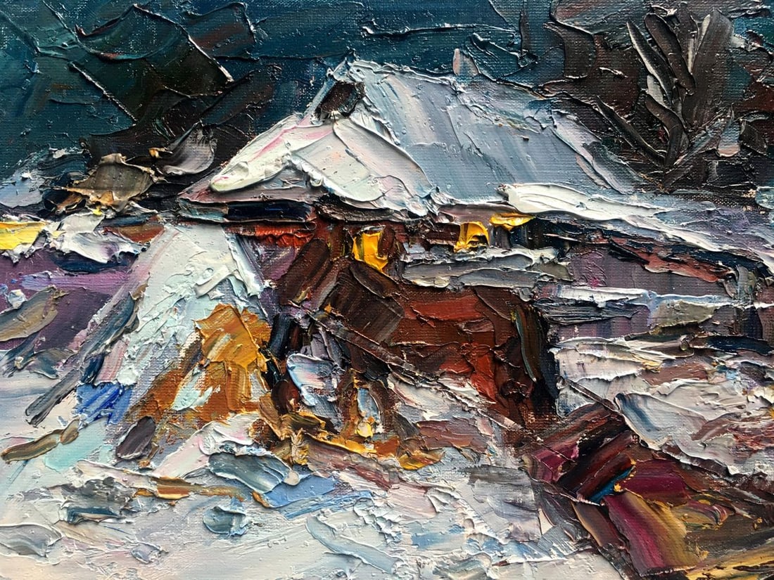 Oil painting Quiet winter evening Alexander Nikolaevich Cherednichenko - 5